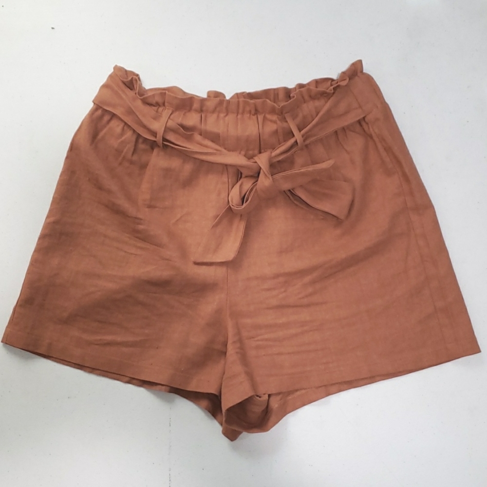 Linen Brown Shorts with belt